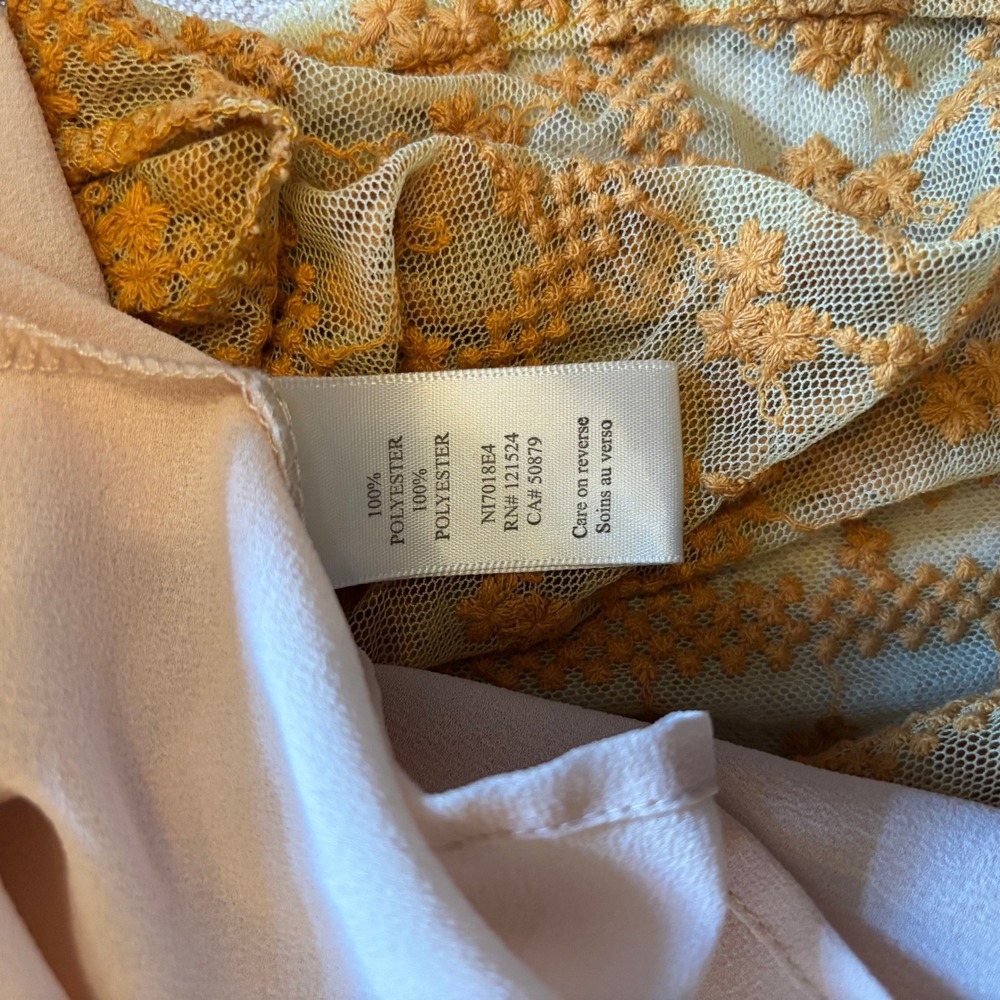 Nick & Mo Mustard Yellow Lace Floral Embroidered V-Neck Fit & Flare Dress Small - Picture 4 of 7